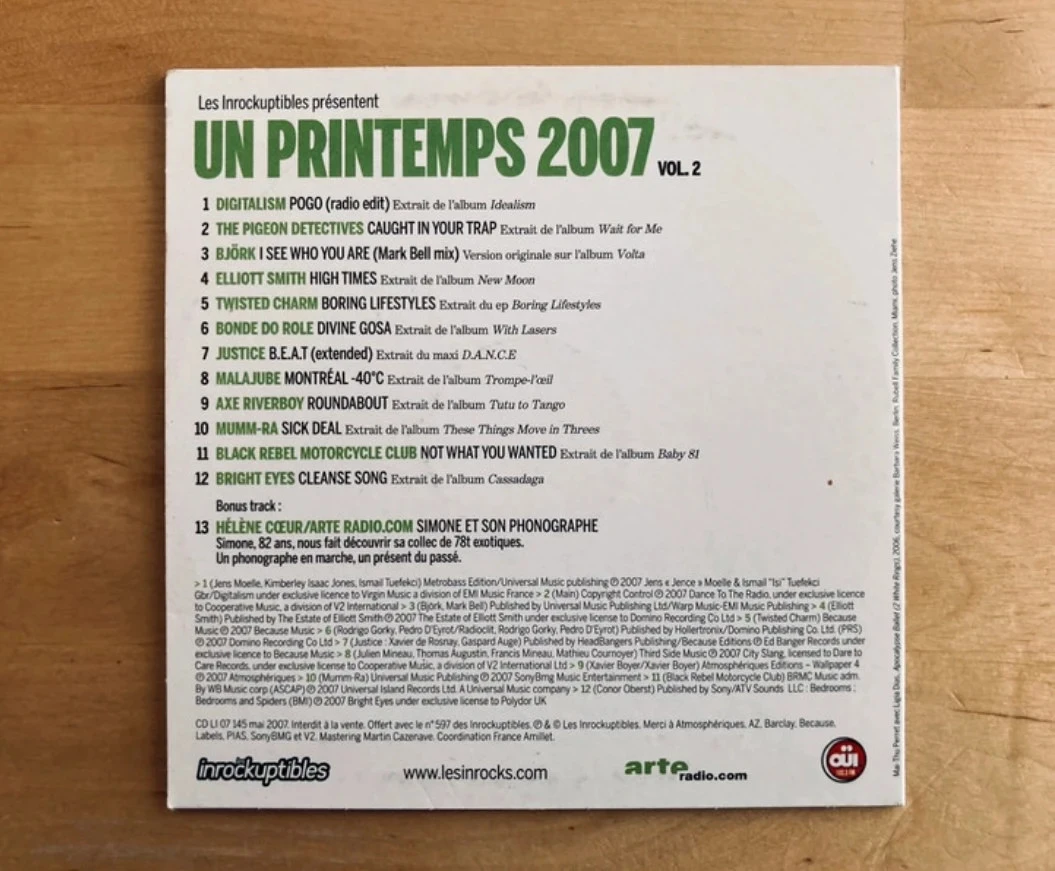 CD sampler Les Inrocks un printemps 2007 vol 2. – photo 2